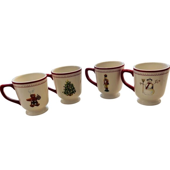 Williams Sonoma Marc Lacaze Icon 2010 Mugs Christmas Discontinued Set of 4 - Picture 2 of 10